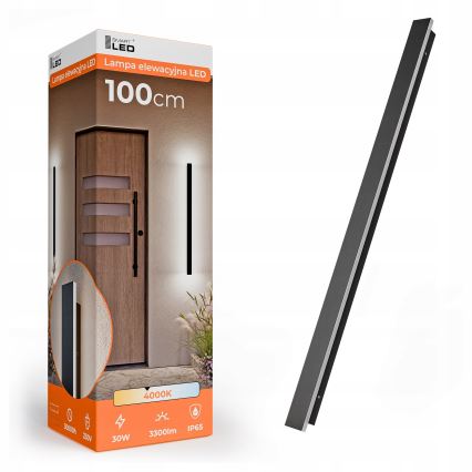 LED udendørs væglampe LED/30W/230V 100 cm IP65 sort