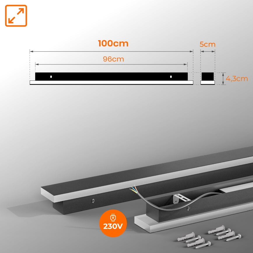 LED udendørs væglampe LED/30W/230V 100 cm IP65 sort