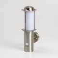 LED udendørs væglampe med bevægelsessensor 1xE27/4,9W/230V IP44 mat krom