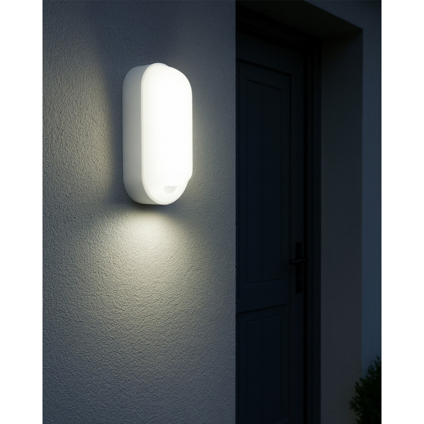 Dæmpbar udendørs LED-væglampe med bevægelsessensor LED/12/15/18W/230V 3000K/4000K/6500K IP65 sort/hvid