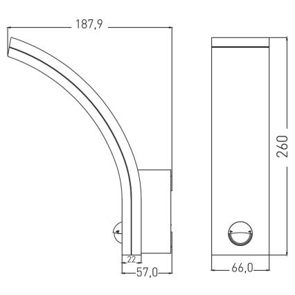 LED Dimmable udendørs væglampe med bevægelsessensor og skumringssensor LED/12/15/20W/230V IP65 sort