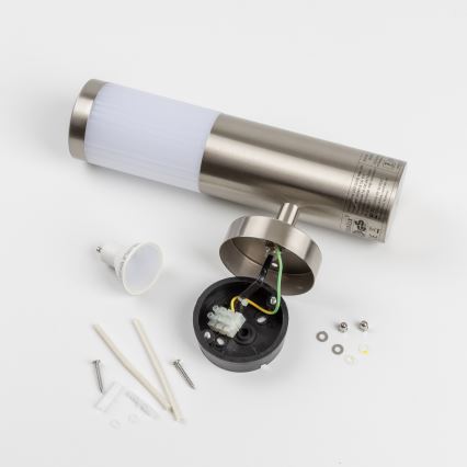 LED udendørs væglampe med bevægelsessensor 1xGU10/5W/230V IP44 mat krom