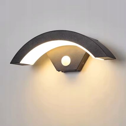 LED udendørs væglampe med bevægelsessensor LED/10W/230V IP54 sort