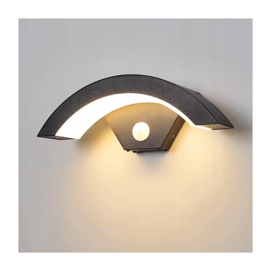 LED udendørs væglampe med bevægelsessensor LED/10W/230V IP54 sort