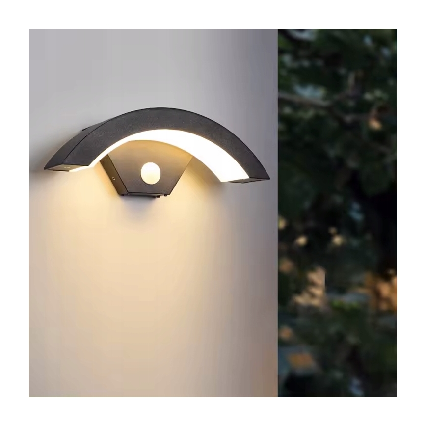LED udendørs væglampe med bevægelsessensor LED/10W/230V IP54 sort