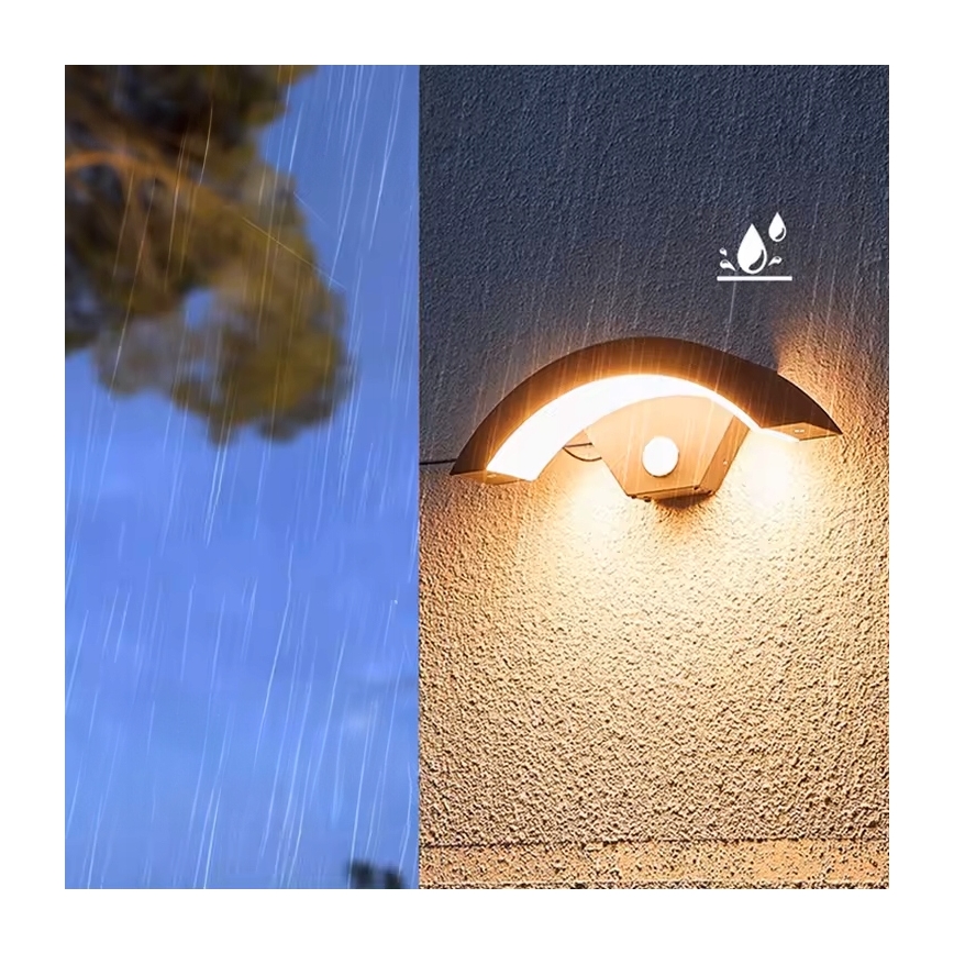 LED udendørs væglampe med bevægelsessensor LED/10W/230V IP54 sort