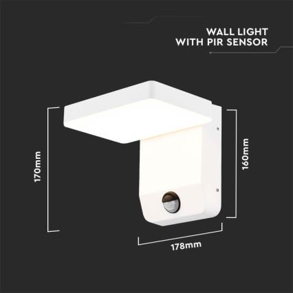 LED Udendørs wall flexible lys med sensor LED/17W/230V IP65 3000K hvid