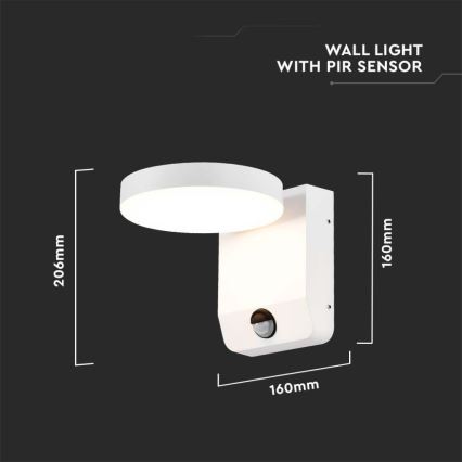 LED Udendørs wall flexible lys med sensor LED/17W/230V IP65 3000K hvid