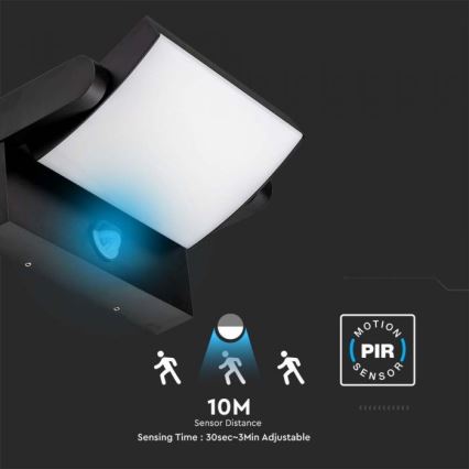 LED Udendørs væglampe med sensor LED/17W/230V 4000K IP65 sort