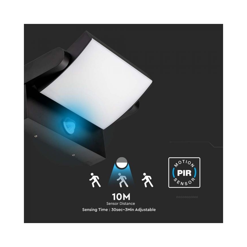 LED Udendørs væglampe med sensor LED/17W/230V 4000K IP65 sort