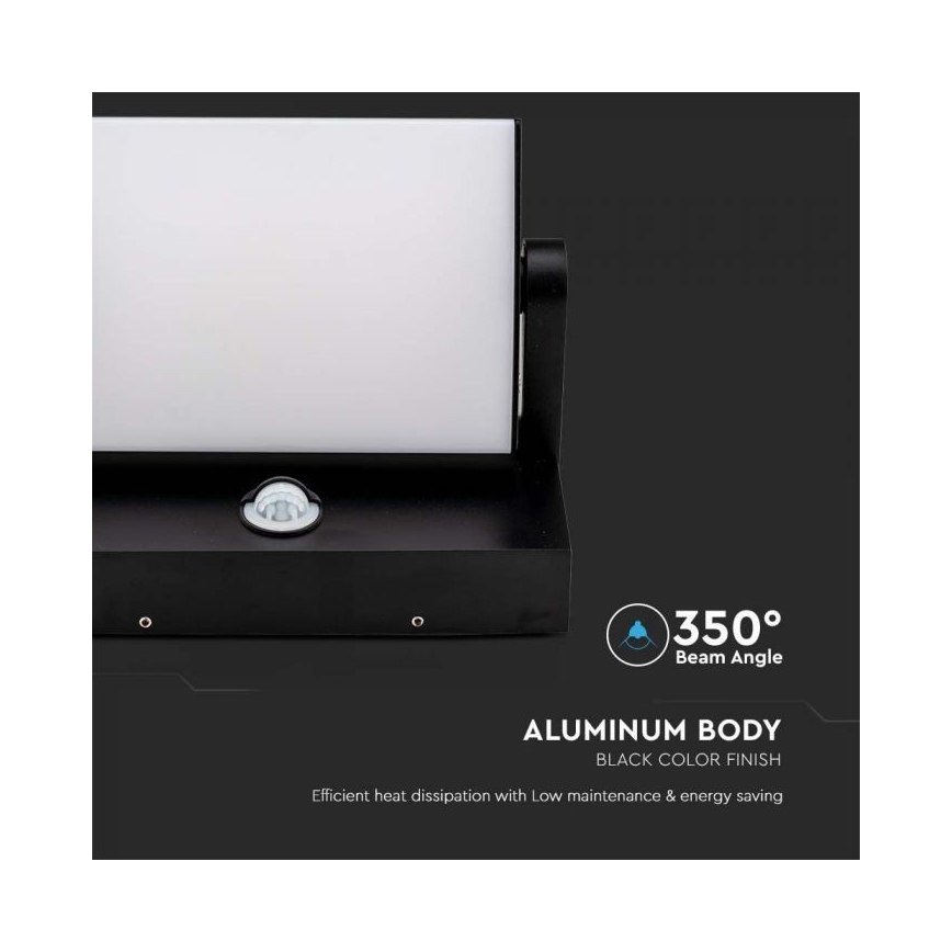 LED Udendørs væglampe med sensor LED/17W/230V 4000K IP65 sort