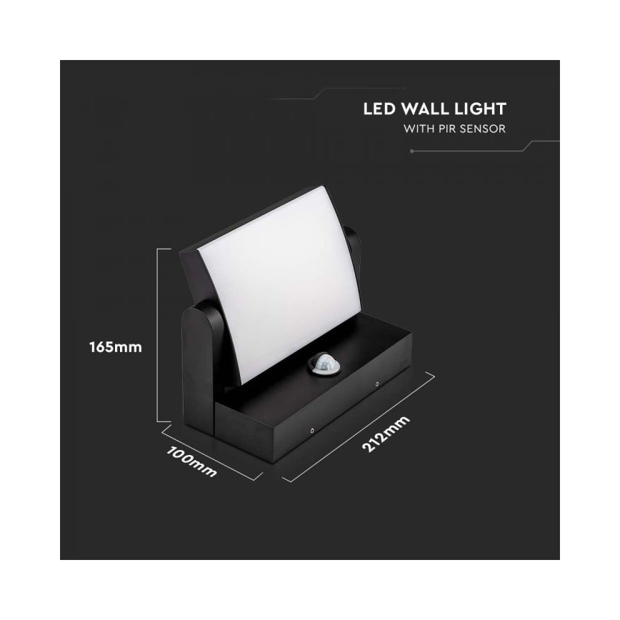 LED Udendørs væglampe med sensor LED/17W/230V 4000K IP65 sort