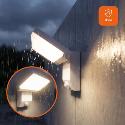 LED udendørs væglampe med bevægelsessensor LED/18W/230V IP44 hvid
