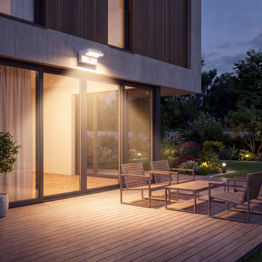 LED udendørs vægarmatur med bevægelses- og skumringssensor LED/25W/230V 3000/4000/6500K IP54 hvid
