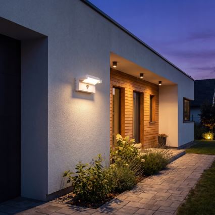 LED udendørs vægarmatur med bevægelses- og skumringssensor LED/25W/230V 3000/4000/6500K IP54 hvid