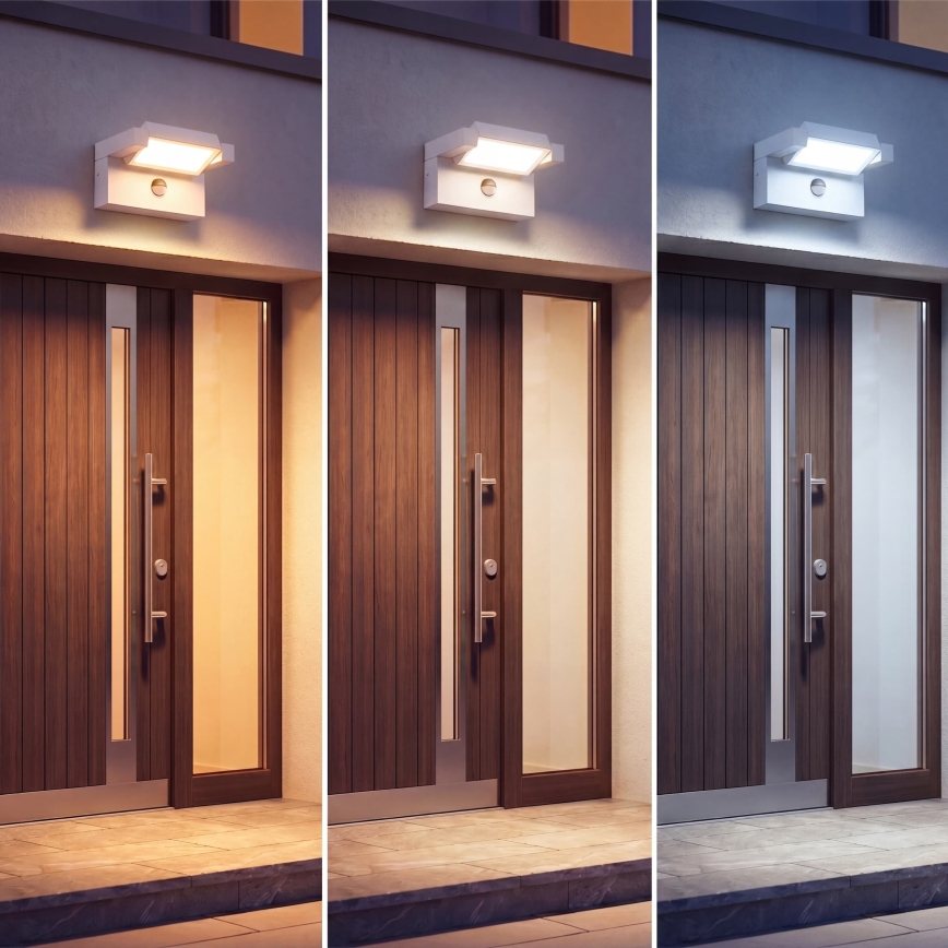 LED udendørs vægarmatur med bevægelses- og skumringssensor LED/25W/230V 3000/4000/6500K IP54 hvid