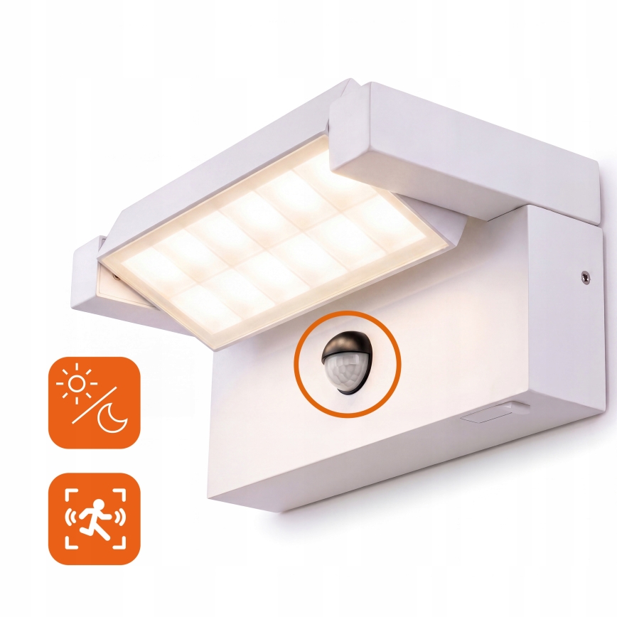 LED udendørs vægarmatur med bevægelses- og skumringssensor LED/25W/230V 3000/4000/6500K IP54 hvid
