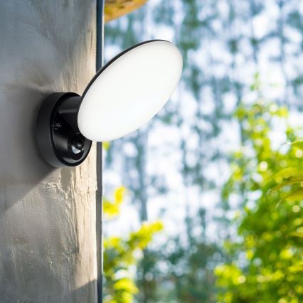 Udendørs væglampe OLAF med bevægelses- og skumringssensor, LED 10W/230V, IP44, sort