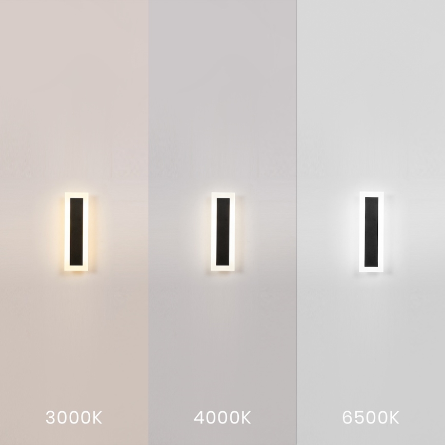 LED udendørs væglampe WOW LED/10W/230V 3000/4000/6500K 30 cm IP54 sort