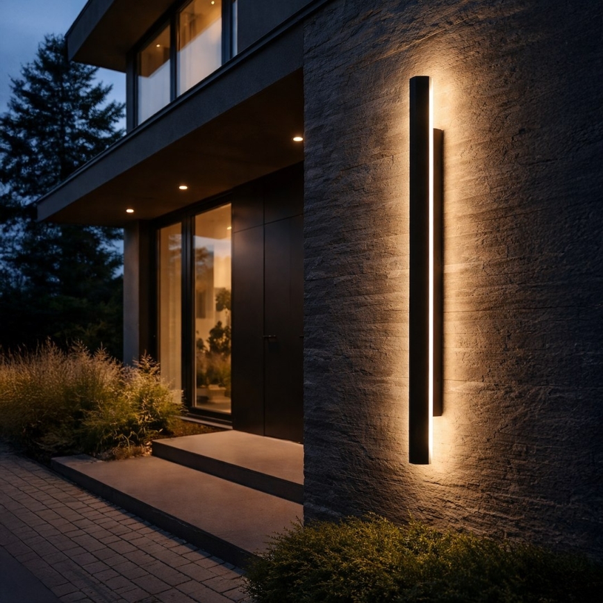 LED udendørs vægarmatur WOW LED/20W/230V 3000/4000/6000K 120 cm IP54 sort