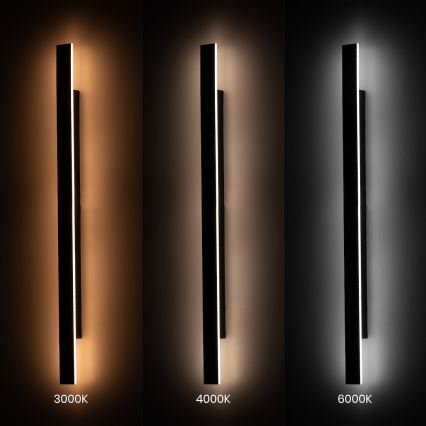 LED udendørs vægarmatur WOW LED/20W/230V 3000/4000/6000K 120 cm IP54 sort