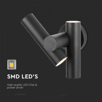 LED Udendørs wall flexible spotlampe 2xLED/3W/230V 3000K IP44 sort