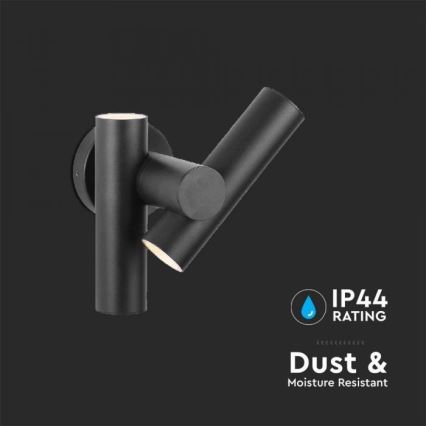 LED Udendørs wall flexible spotlampe 2xLED/3W/230V 3000K IP44 sort