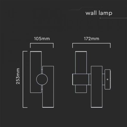 LED Udendørs wall flexible spotlampe 2xLED/3W/230V 3000K IP44 sort