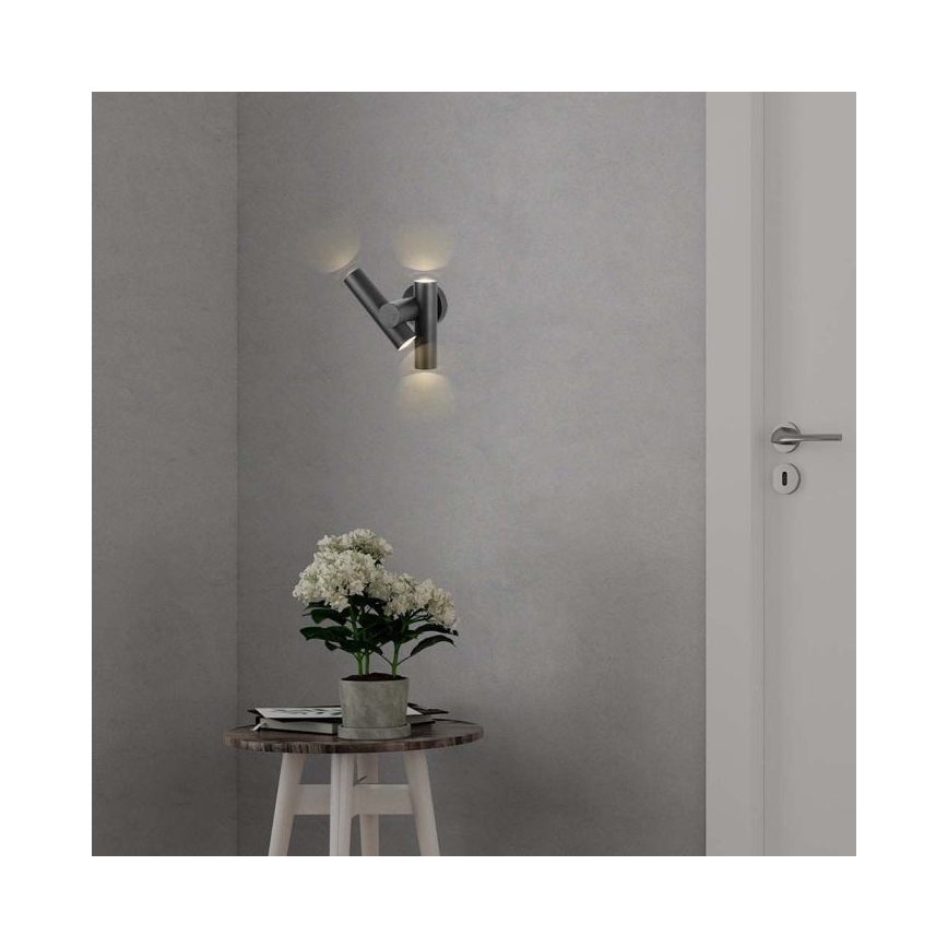 LED Udendørs wall flexible spotlampe 2xLED/3W/230V 4000K IP44 sort