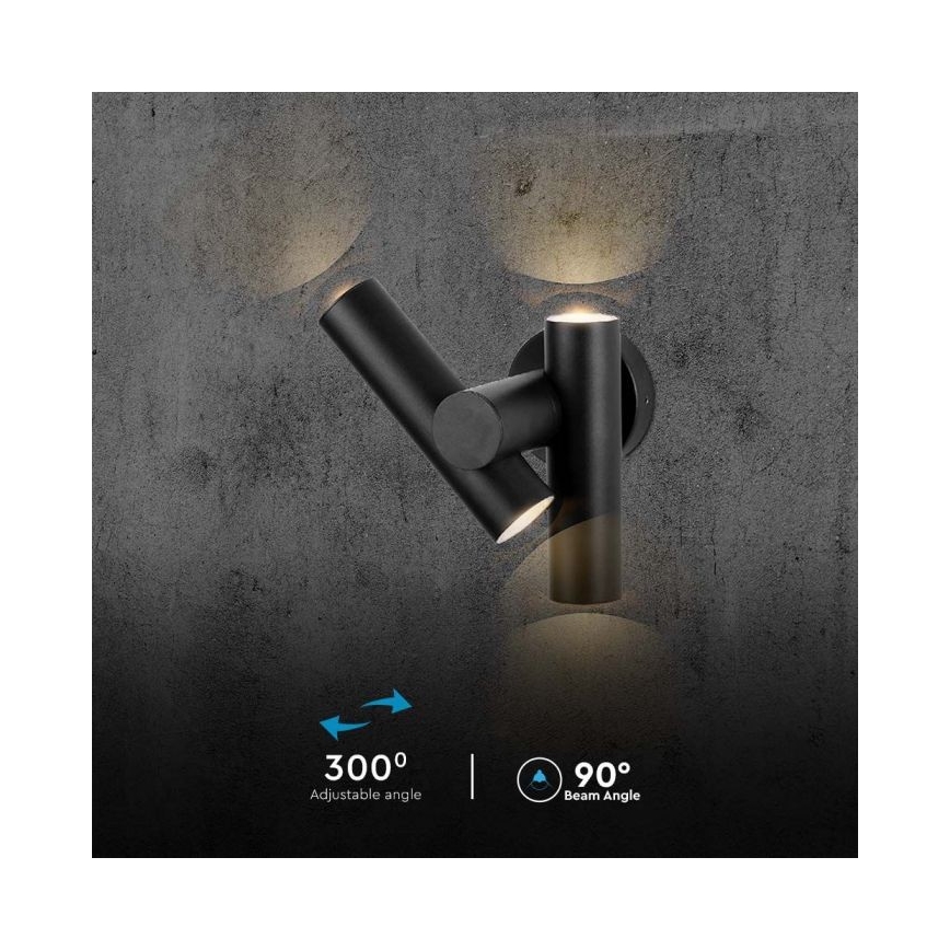 LED Udendørs wall flexible spotlampe 2xLED/3W/230V 4000K IP44 sort