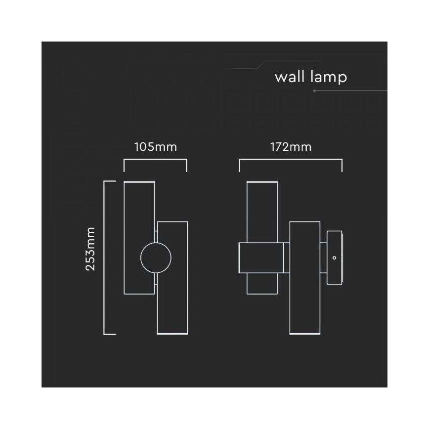 LED Udendørs wall flexible spotlampe 2xLED/3W/230V 4000K IP44 sort