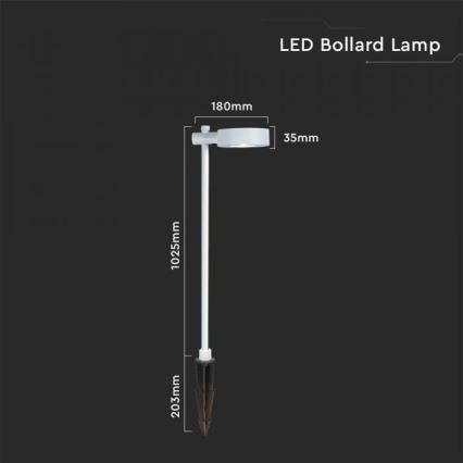 LED-udendørslampe 7W/230V 3000K IP65, hvid, 102 cm