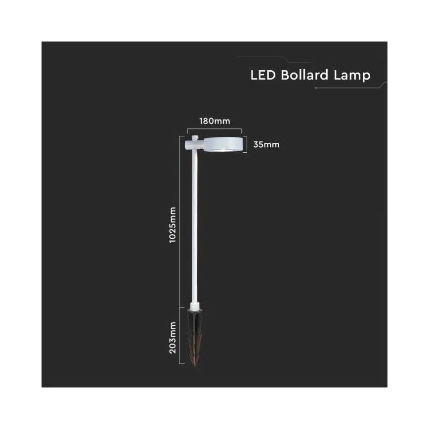 LED-udendørslampe 7W/230V 3000K IP65, hvid, 102 cm