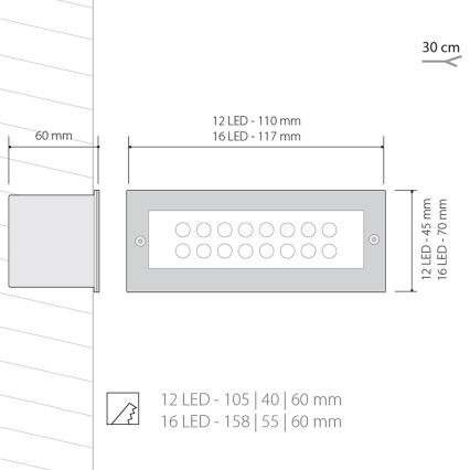 LED udendørslampe INDEX 1x12LED/1W/230V IP54