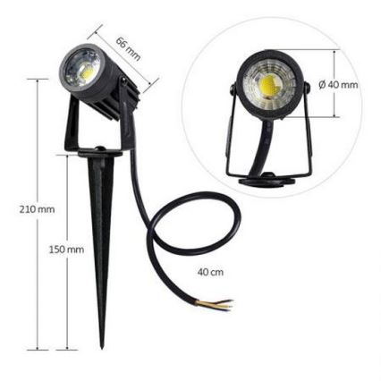 LED udendørslampe LED/3W/230V 4000K IP67 sort