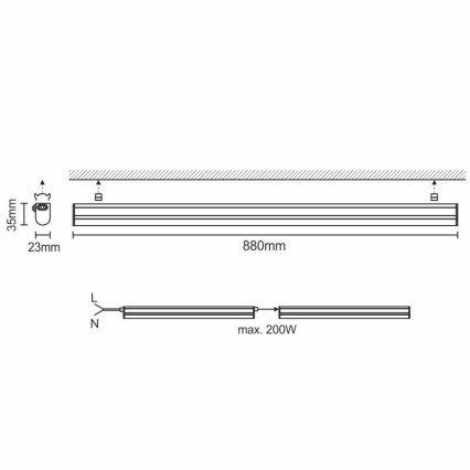 LED underskabslampe LED/12W/230V 4000K