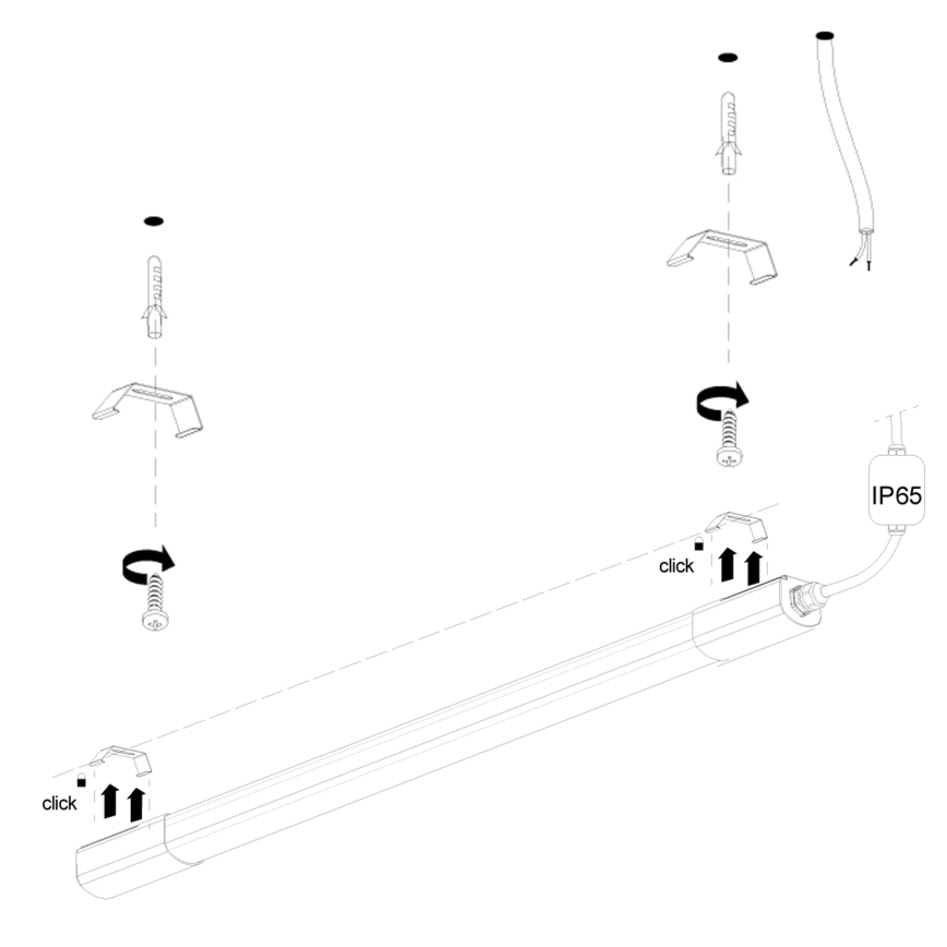 LED underskabslampe LED/36W/230V 4000K 120 cm sort