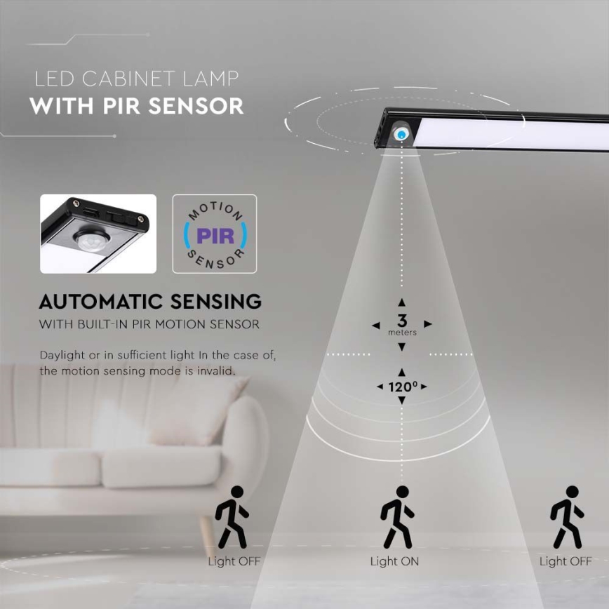 LED underskabslampe med sensor LED/2,5W/5V 4000K 3000 mAh