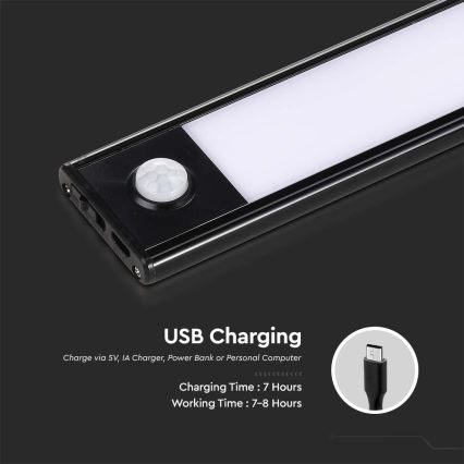 LED underskabslampe med sensor LED/2,5W/5V 4000K 3000 mAh