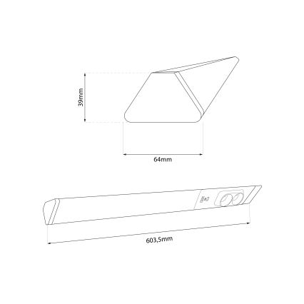 LED underskabslampe med skuffer og USB porte LED/18W/230V 4000K sølvfarvet
