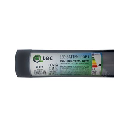 LED underskabslampe QTEC LED/18W/230V 60 cm sort