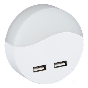 LED Vågelampe m. skumringssensor 2xUSB LED/0,45W/230V 3000K