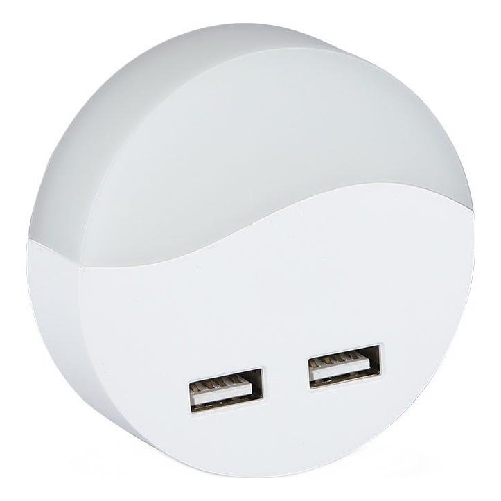 LED Vågelampe m. skumringssensor 2xUSB LED/0,45W/230V 3000K