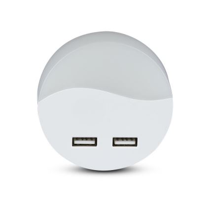 LED Vågelampe m. skumringssensor 2xUSB LED/0,45W/230V 3000K