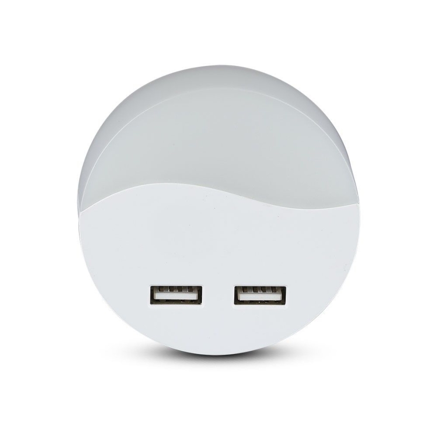 LED Vågelampe m. skumringssensor 2xUSB LED/0,45W/230V 3000K