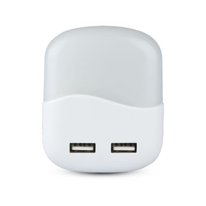 LED Vågelampe m. skumringssensor 2xUSB LED/0,45W/230V 3000K