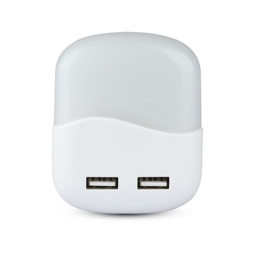 LED Vågelampe m. skumringssensor 2xUSB LED/0,45W/230V 3000K