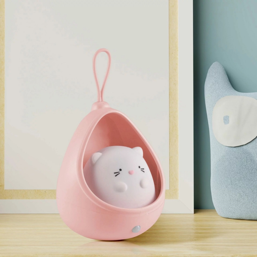 LED vågelampe med sensor KITTY LED/0,5W/5V USB lyserød
