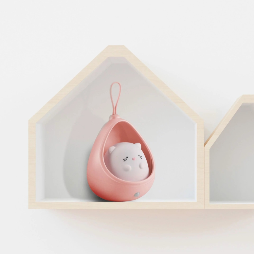 LED vågelampe med sensor KITTY LED/0,5W/5V USB lyserød