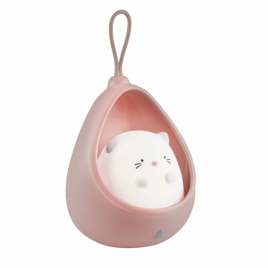 LED vågelampe med sensor KITTY LED/0,5W/5V USB lyserød